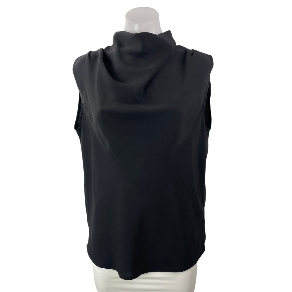 Aritzia Babaton Women's Black Cowl Neck Sleeveless Zip Tank Blouse Top Size S
